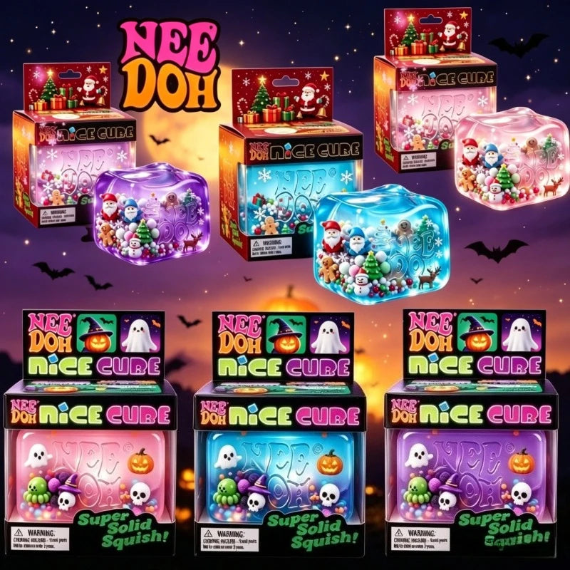NeeDoh Squishy Sensory Stress Toys – Halloween & Christmas Themed Squeeze Balls for Kids & Adults